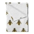 thumbnail image 2 of Bee Soft Flannel Fleece Throw Blanket, Repetitive Pattern with Honey Maker Insect on Plain Background, Cozy Plush for Indoor and Outdoor Use, 60" x 80", Yellow Grey, by Ambesonne, 2 of 5