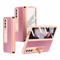 thumbnail image 1 of ELEHOLD for Samsung Galaxy Z Fold 3 Rugged Case, Hard PC＋Soft TPU Screen Protector Invisible Kickstand Hidden Bracket Anti-Scratch Shookproof Folding Case for ZFold 3 2021 7.6 inch, Pink, 1 of 6