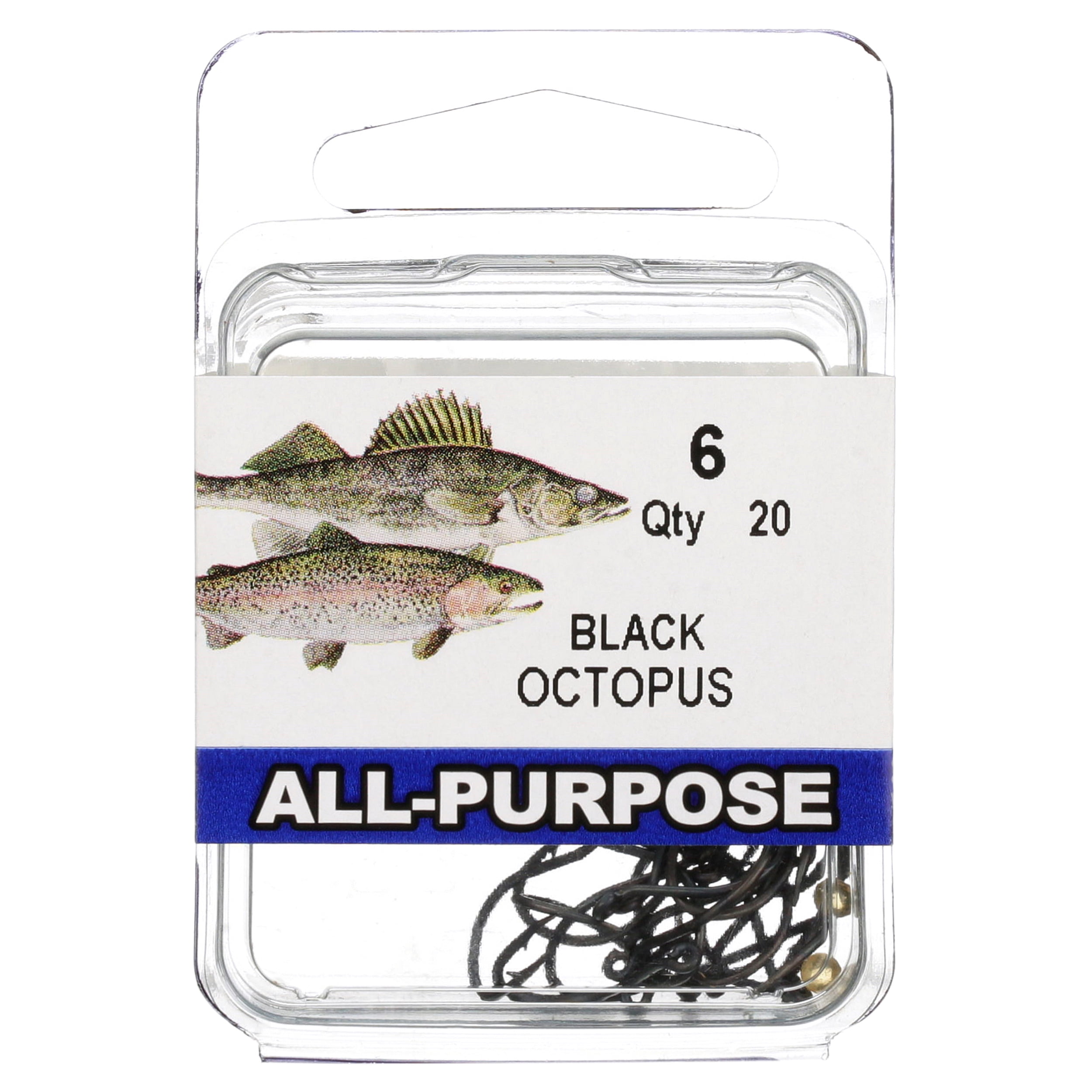 (6 pack) Eagle Claw ROCTW-6 Octopus Hook, Black, Size 6, 20 Pack