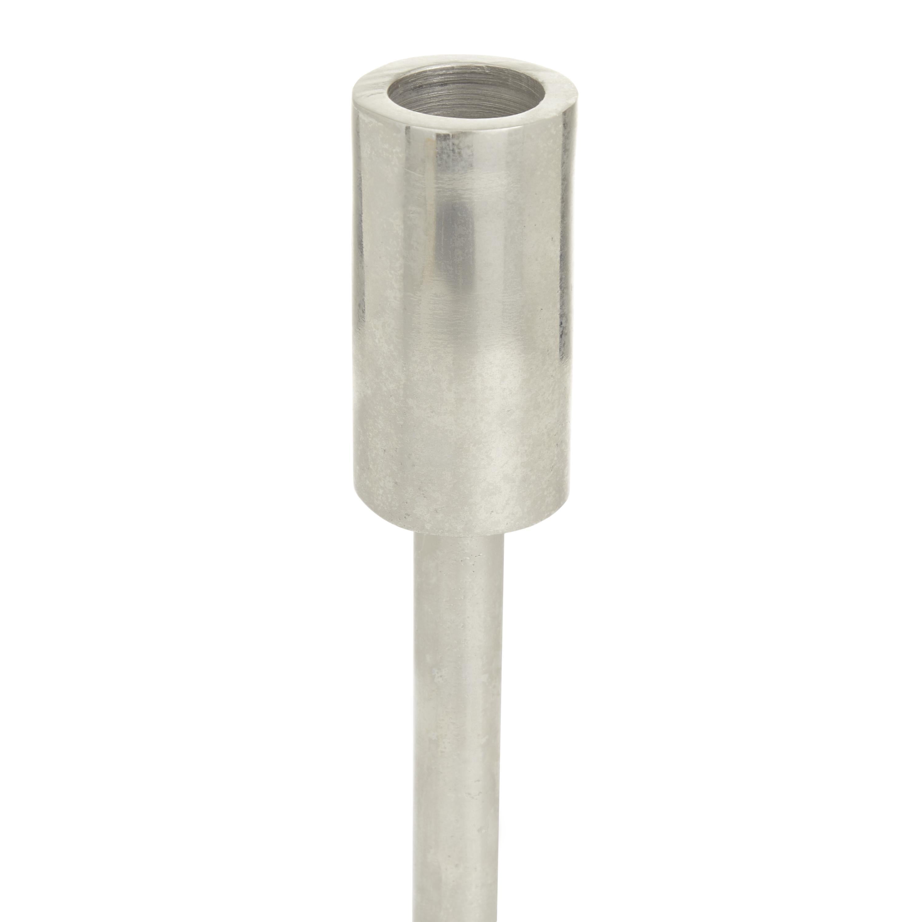 DecMode 3 Candle Silver Aluminum Metal Tapered Candle Holder with Ring Bases, Set of 3