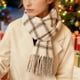 thumbnail image 1 of Bufanda de invierno cálida para mujer, tipo chal grande, ideal para clima frío. Bufanda larga de punto grueso a cuadros marrón y negro. Manta tipo bufanda con flecos, suave y ligera, unisex., 1 of 4