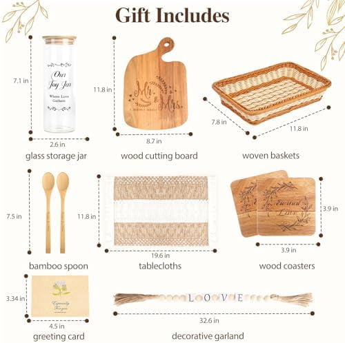 Mr and Mrs Cutting Board Basket Set Wedding Gifts for Couples, Anniversary Engagement Gift Newlyweds Gifts Kitchen Gift for Bride, Groom$$Home Decor, Kitchen, & Other