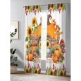 thumbnail image 4 of Sheer Curtains 84 inches Long, Happy Fall Pastoral Pumpkin Sunflower Mushroom Light Filtering Sheer Window Curtains Rod Pocket Voile Drapes for Bedroom Living Room, 52"W x 84"L 2 Panels, 4 of 7