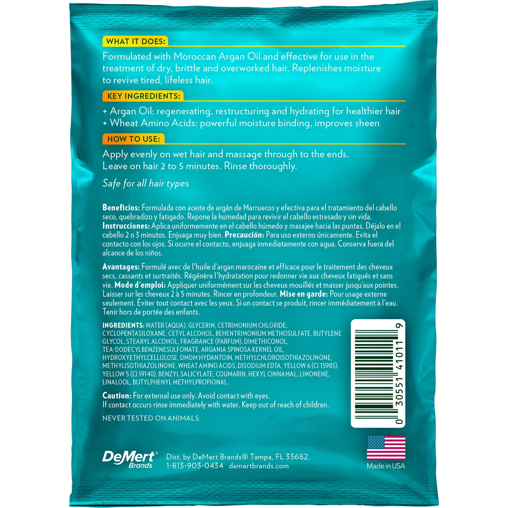 Hi Pro Pac Hair Masque, Deep Repair, Moroccan Mend Argan Oil, 1.75 Oz.,Pack of 12
