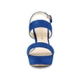 thumbnail image 6 of BLISSFUL STEP Mother's Day Women's Platform Heels Chunky Heel Slingback Open Toe Sandals Deep Blue 7, 6 of 8