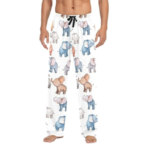 Cute Little Elephant Men's Pajama Pants Cotton Long Sleepwear Lounge Pants L