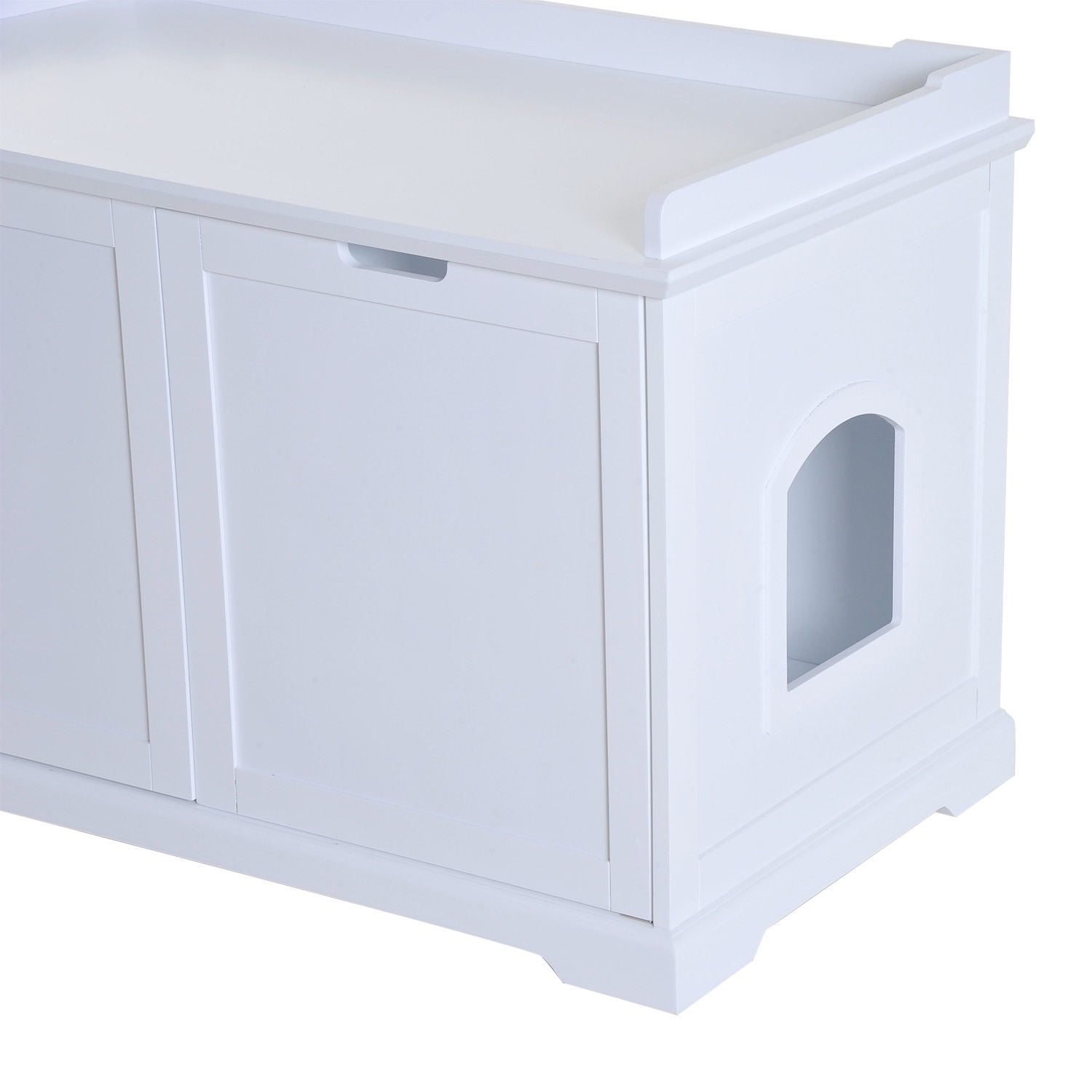 Pet Cat Hidden Litter Box Enclosure Nightstand End Table White
