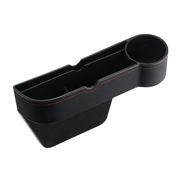 Organizador de espacio para asiento de coche con portavasos, apto para tarjetas, carteras, gafas de sol y pasajeros. Pasajero Negro