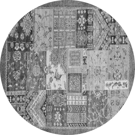 Ahgly Company Indoor Round Abstract Gray Modern Area Rugs, 4' Round