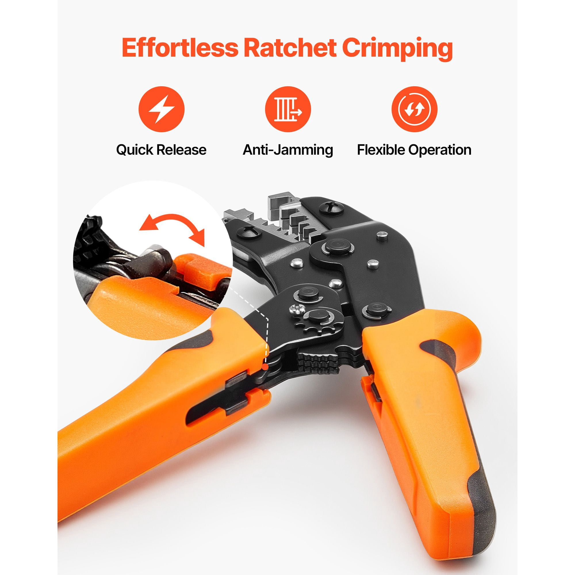Ratcheting Wire Crimper 24-12 AWG, Multiple Jaw Slots Metric AWG Marked, Effortless Ratchet Crimping Tool for Electrical Terminal Connector Crimping