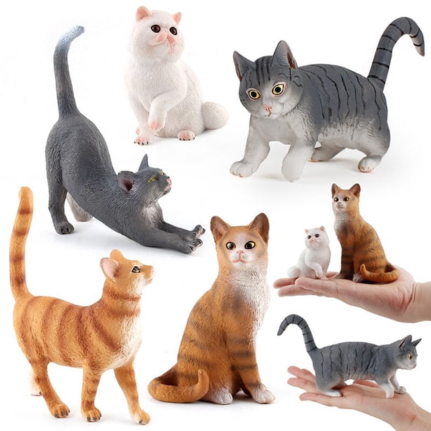 New Simulation Wild Animal Model Toys Set White Pet Cat Poultry Orange Cat Action Figure Cognition Educational Toy for Childrens4 He Qiyong unisex
