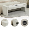 thumbnail image 5 of 58.7" Linen End of Bed Bench Upholstered Modern Bedroom Bench for Living Room & Entryway,Footrest Ottoman Accent Window Bench with Solid Wood Frame & Curved Arm, White, 5 of 10