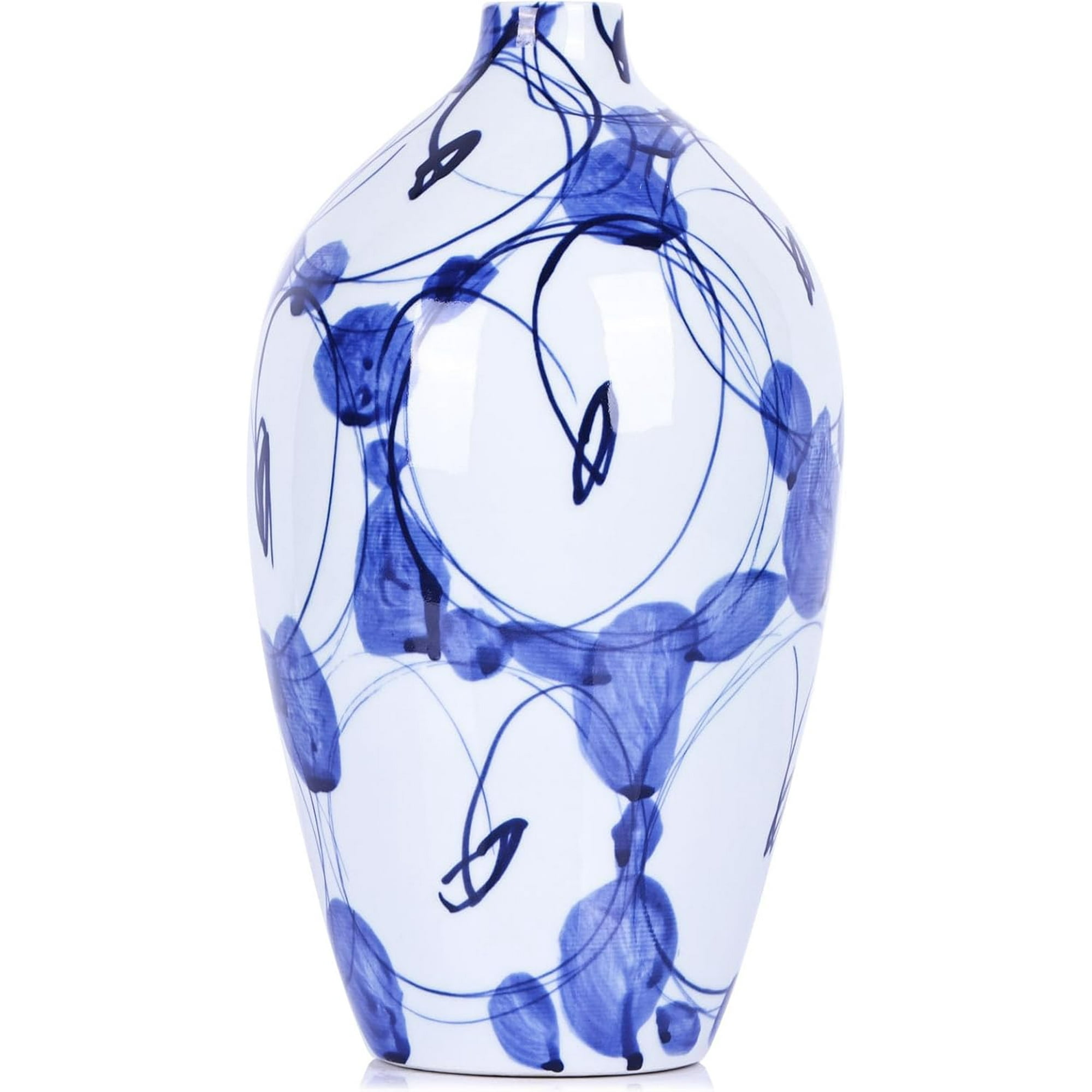 XMGZQ Navy Blue and White Vintage Vase,Ceramic Chinoiserie Floral