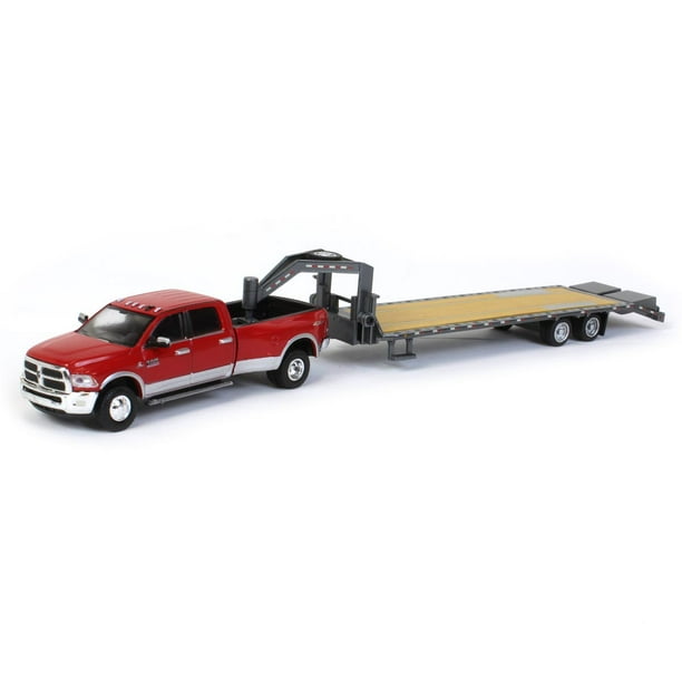 1/64 2018 Ram 3500 Dually, Red & Gray Gooseneck Trailer
