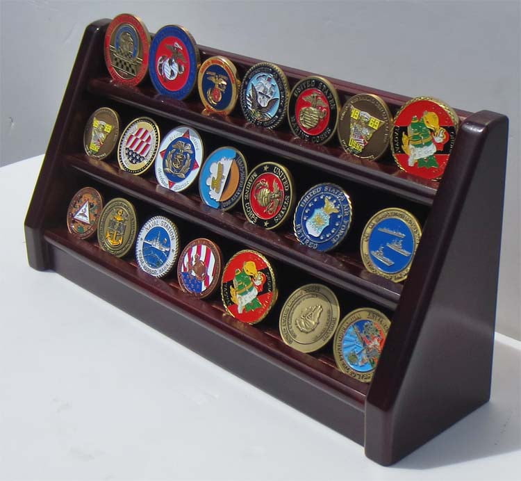 3 Rows Challenge Coin / Casino Chip Display Stand Rack Holder Stand