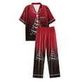 thumbnail image 5 of Drie Christmas Jogger Pajama Pants Women's Pajama Sets Button Down Loungewear Short Sleeve Sleepwear 2 Piece Pants Pjs Set with Pockets Red,L, 5 of 5
