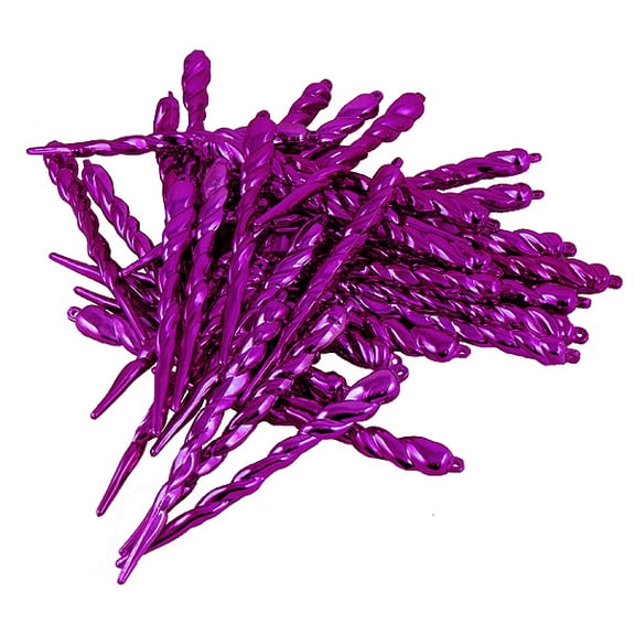 Northlight Shiny Shatterproof Icicle Christmas Ornaments - 5" (127mm) - Purple - 36ct