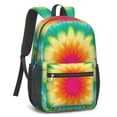 thumbnail image 2 of Pink and Yellow Tie Dye Pattern 17" School Backpacks for Teens,Waterproof Oxford Fabric,S-Shape Padded Straps for School,Travel,Hiking,Camping, 2 of 6