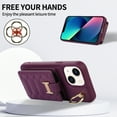 thumbnail image 2 of Nalacover for iPhone 14 Plus Ring Holder Crossbody Wallet Case with Credit Card Slots, Lanyard Shoulder Strap Premium PU Leather Wrist Hand Strap Cover with Kickstand,Deeppurple, 2 of 10