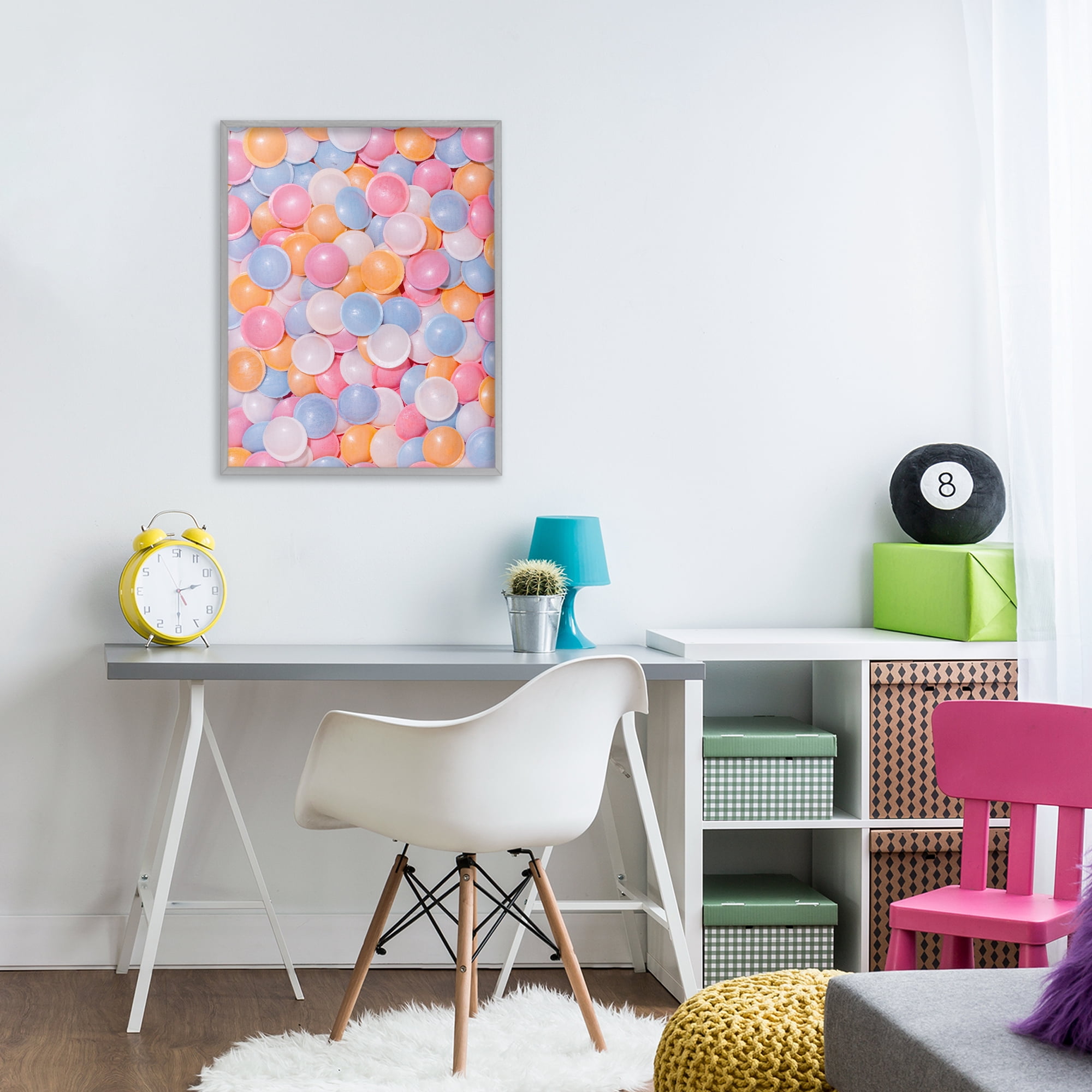 Stupell Industries Retro Pastel Candies Gray Framed Giclee Art, design by LISH Creative