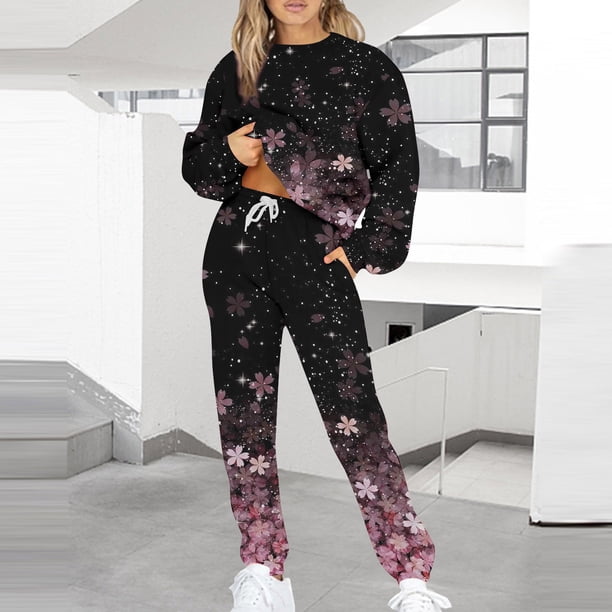 Puntoco Conjunto de sudadera y pantalones de manga larga con estampado informal para mujer Puntoco Puntoco-4725