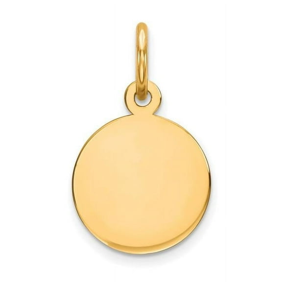 10k Yellow Gold Polished Plain .013 Gauge Circular Engraveable Disc Charm 17x10mm Wide Pendant Necklace for Women