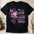 thumbnail image 4 of Blessed by God Saved by Jesus Christian Cross Floral T-Shirt, 4 of 9