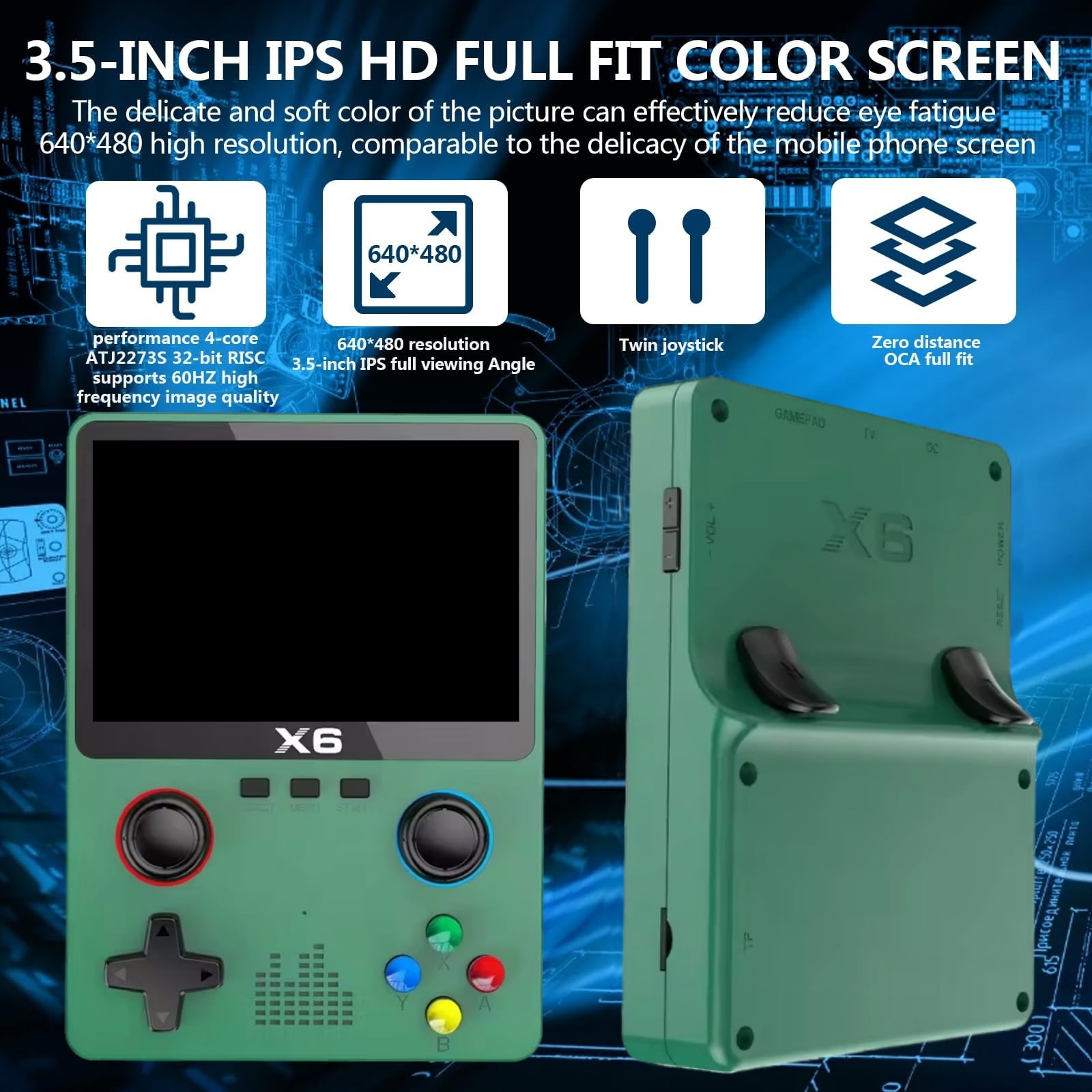 Handheld Game Console with 32G TF Card, Green