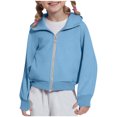 thumbnail image 2 of idosla Hoodies for Teen Girls Zip Up Long Sleeve Cute Sweatshirts Thumb Hole Fashion Fall Preppy Pullover Jacket With Pockets (Sky Blue, 5-6 Years), 2 of 6