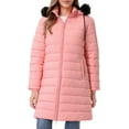 thumbnail image 3 of Winter Coat for Women Windproof Thickened Fleece Lined Down Jacket Waterproof Puffer with Removable Hood, Pink XXL, 3 of 8