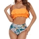 thumbnail image 4 of Toystoory Conjunto de traje de baño dividido para mujer, traje de baño con volantes acolchados en el pecho y tirantes Chinlon, ropa interior estampada a Deportes acuáticos Naranja L Toystoory OD021142-08, 4 of 6