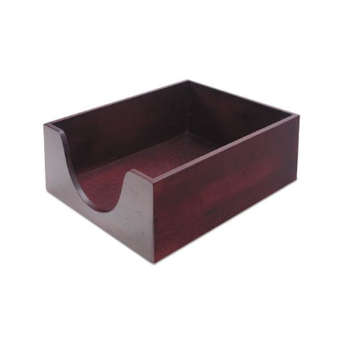 Double-Deep Hardwood Stackable Desk Trays 1 Section, Letter Size Files, 10.13" x 12.63" x 5", Mahogany
