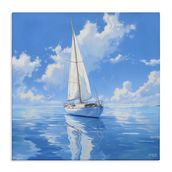 Stupell Industries Contemporary Vivid Blue Sailboat Reflection Canvas Art, 36 x 36, by RB