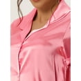 thumbnail image 4 of DARING DIVA Women's Satin Pajama Set Button Shirt and Shorts Loungwear Light Pinks XL, 4 of 6