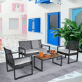 thumbnail image 2 of 4-Piece Outdoor Furniture Set,  Backyard Rattan Patio Table Set Cushioned for 4, All-Weather Conversation Set with Table for Porch Furniture for Garden Lawn Backyard, 2 of 12