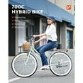 thumbnail image 2 of Viribus Hybrid Bike, 700c City Commute Cruiser Bike with 7 Speed Drivetrain 28" Wheel Step Through Frame Front Basket Rear Cargo Rack Dual V Brakes,Mint, 2 of 9