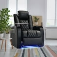 thumbnail image 6 of Weilianda Home Theater Seating Top Grain Leather Recliner Chair Dual Power Movie Gaming Sofa Electric Headrest with Tray Table Type-C USB Charge Cup Holders Row of 1 Black, 6 of 7