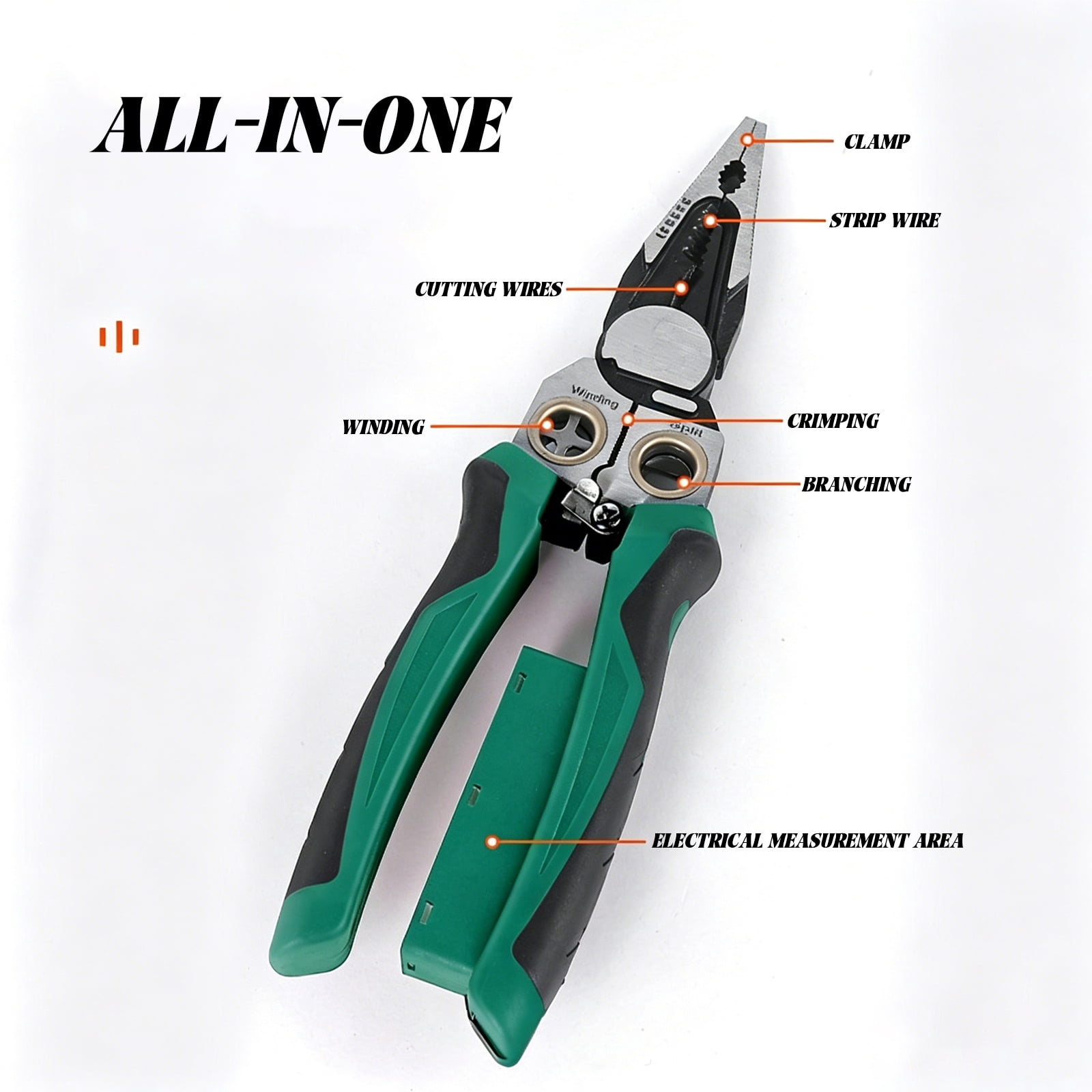 Wire Stripper With Voltage Tester, Multi Function Electric Pliers For Cutting And Splitting, Heavy Duty Steel Wire Cutter Tool, 8 In 1 Electrical Pliers