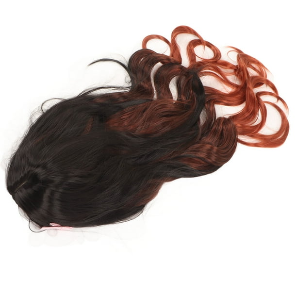 Peluca Naranja Negra De Anime, Color Degradado, Seda De Alta Temperatura, Tamaño Ajustable, Peluca Para Disfraz De Personaje, Resistente Al Desgaste, Rizada Para Halloween