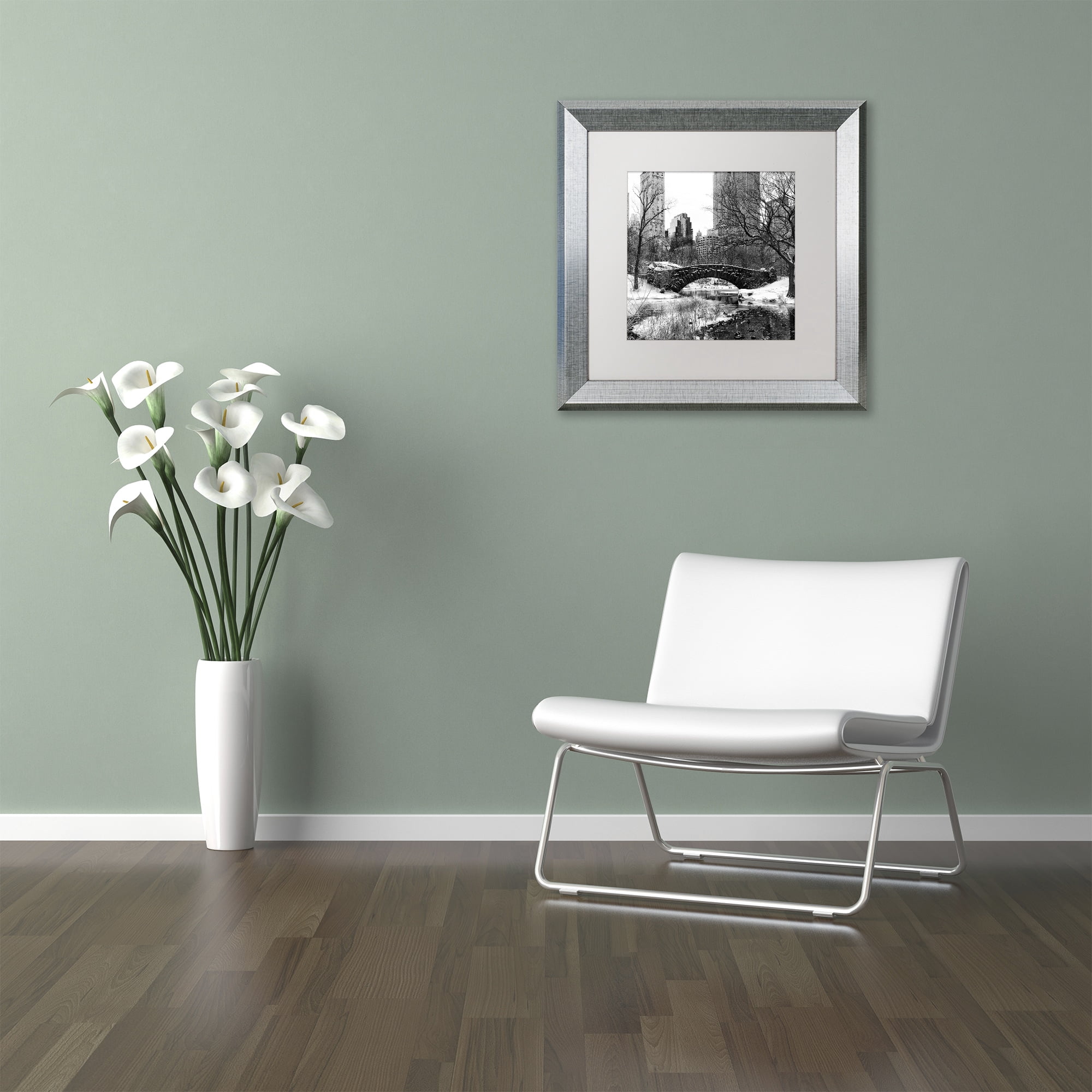 Trademark Fine Art "Gapstow Bridge Central Park" Canvas Art by Philippe Hugonnard, White Matte, Silver Frame