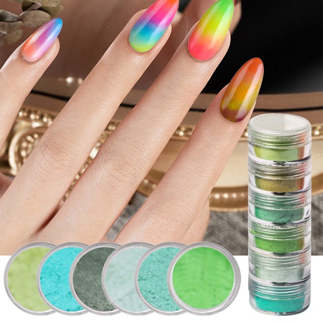 BECLOTH Solid Nail Powder Rainbow Color Nail Powder Multi MirrorPowder Nail Paint Glitter Fairy Dust Nail Decoration Pigment Nail Powder Color Glow Powder Glitter Pearl High Gloss Nail
