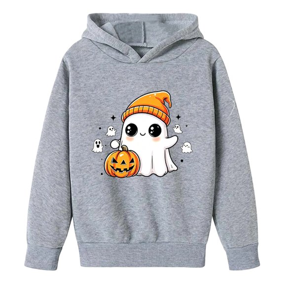 Halloween Hoodies for Girls Round Neck Long Sleeve Hoodie Pullover Tops with Pocket Soft Casual Drop Shoulder Hoodie Pullovers Tops Loose Children Winter Coat Fall Outwear