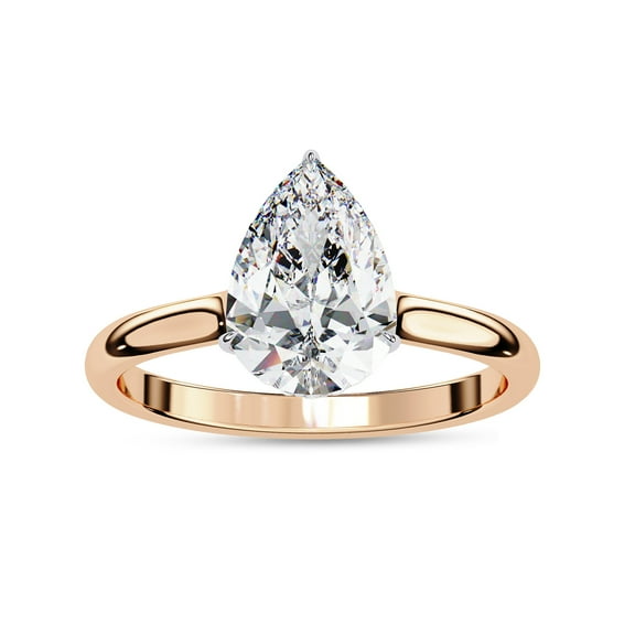 IGI Certified Lab Grown Diamond Engagement Ring | Center 10x7mm Pear Cut Solitaire Halo Stackable Promise Rings For Women In 18K Solid Rose Gold | F-G, VS-SI Quality (1.90 Ctw) Ring Size-10