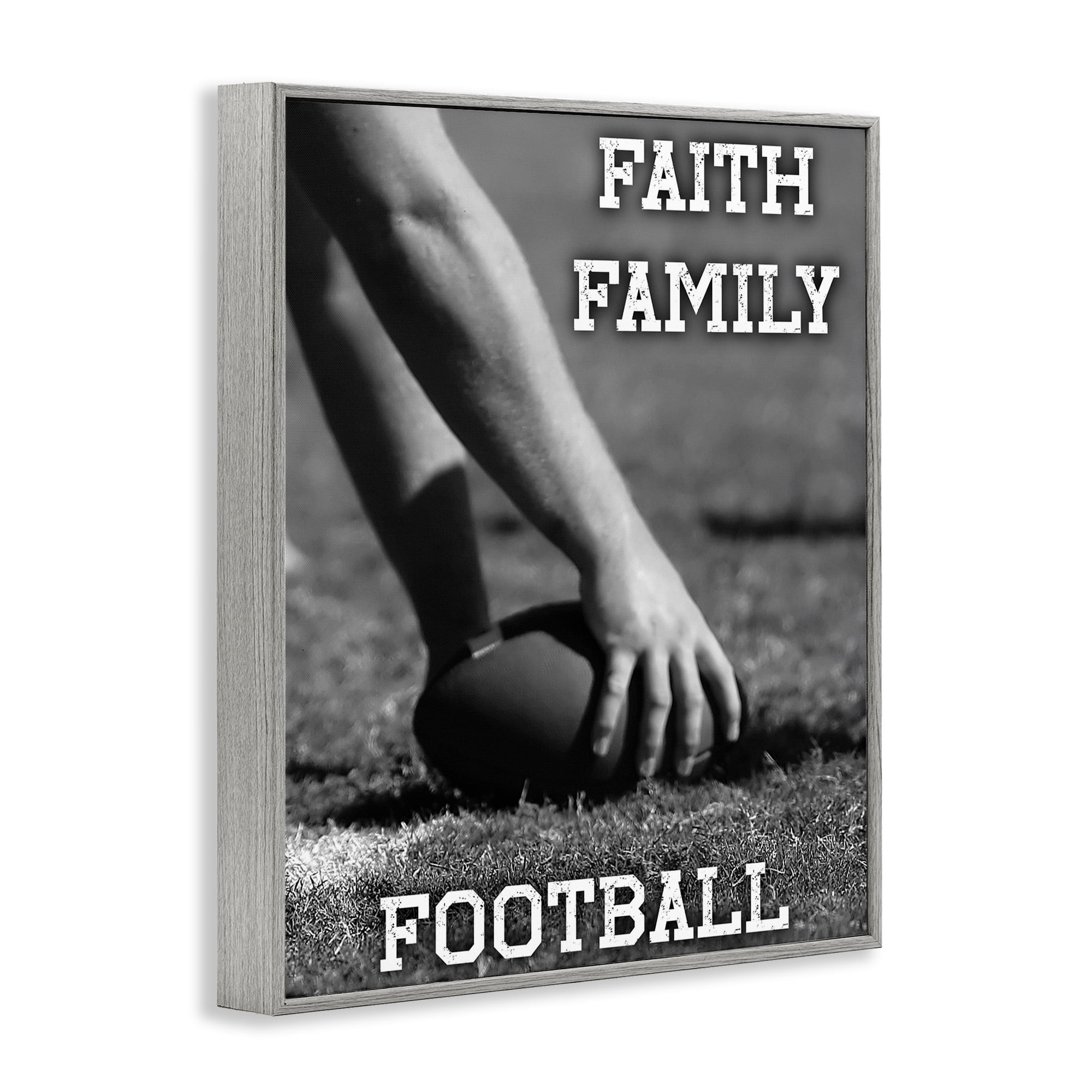 Stupell Industries Faith Family Football Hike Gray Framed Giclee Art, design by Marcus Prime