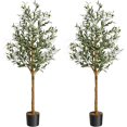 thumbnail image 1 of Qinaqin Two Piece 5FT (60in) Artificial Silk Oliva Trees para Oficina en Casa y Living Sala de Profundidadcor Indoor Fake Potted Tree con Natural Madera Trunk Lifelike Fruits, 1 of 6