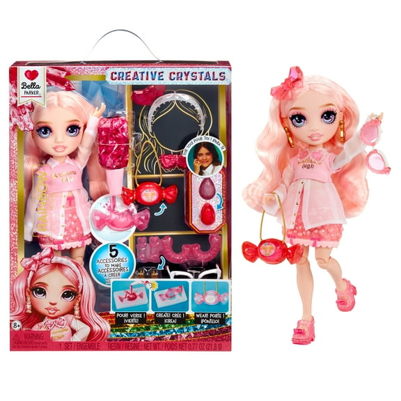Rainbow High Creative Crystals Bella - Pink 11” Fashion Doll with Crystal Accessory Make It Kit, Ring for You, DIY, Crafts, Resin, Kids Gift 8 