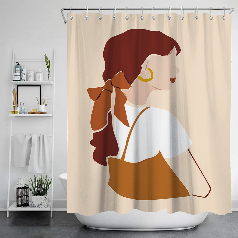 Pebbles and koi Shower Curtain set Bathroom Decor Fabric & 12hooks 71*71inches 