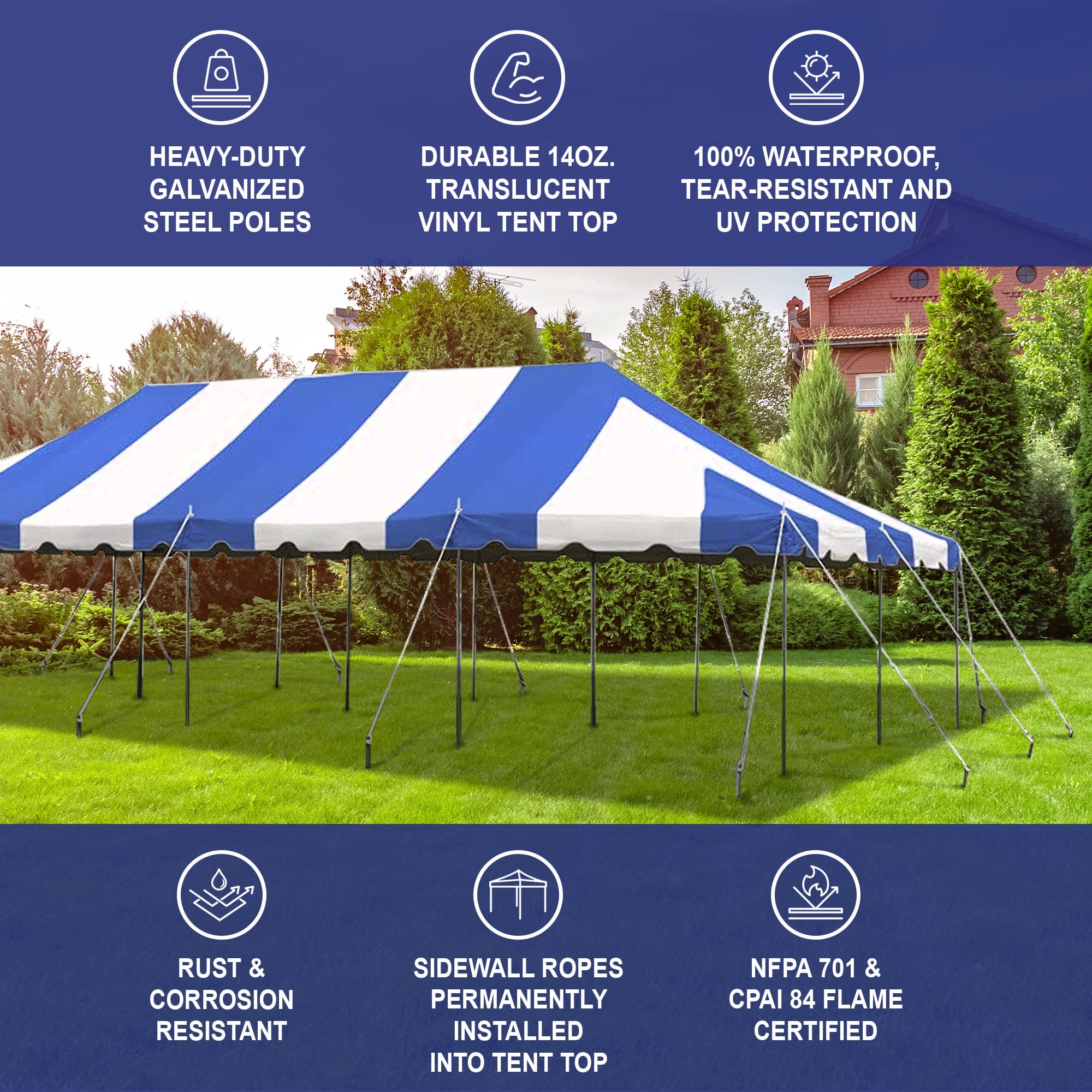 Steel clearance pole tent