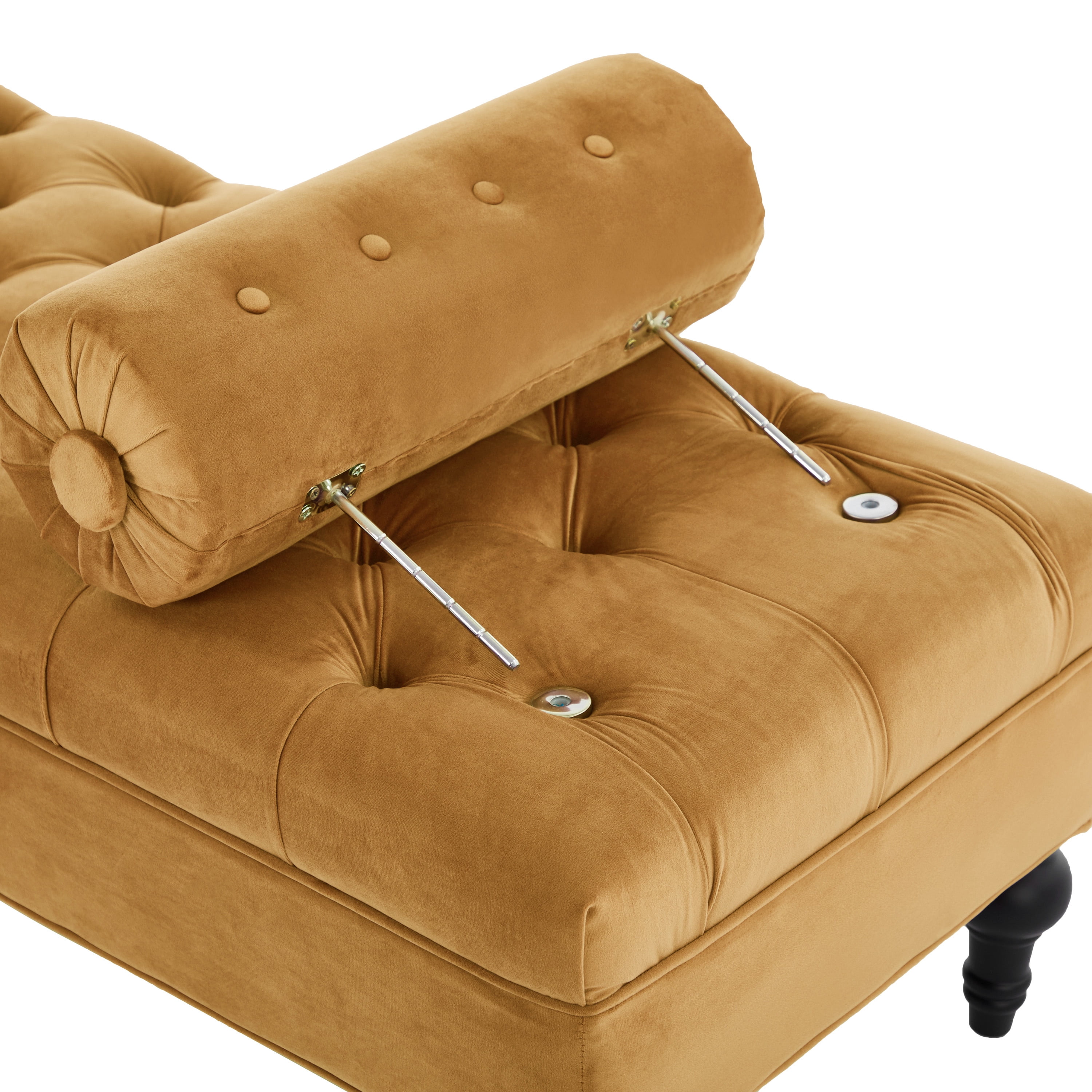 Alvantor End of Bed Benches Velvet Upholstered Bench with 2 Detachable Pillows for Bedroom,Living Room, Entryway Yellow