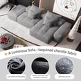 thumbnail image 4 of BISHE Modern Oversized Modular Sectional Sofa with Ottoman, Chaise Lounge, Armrest, 4 Pillows, Sparkling Chenille Fabric, 4 PCS DIY Tufted Sofa, No Assembly Required, Grey, 4 of 9